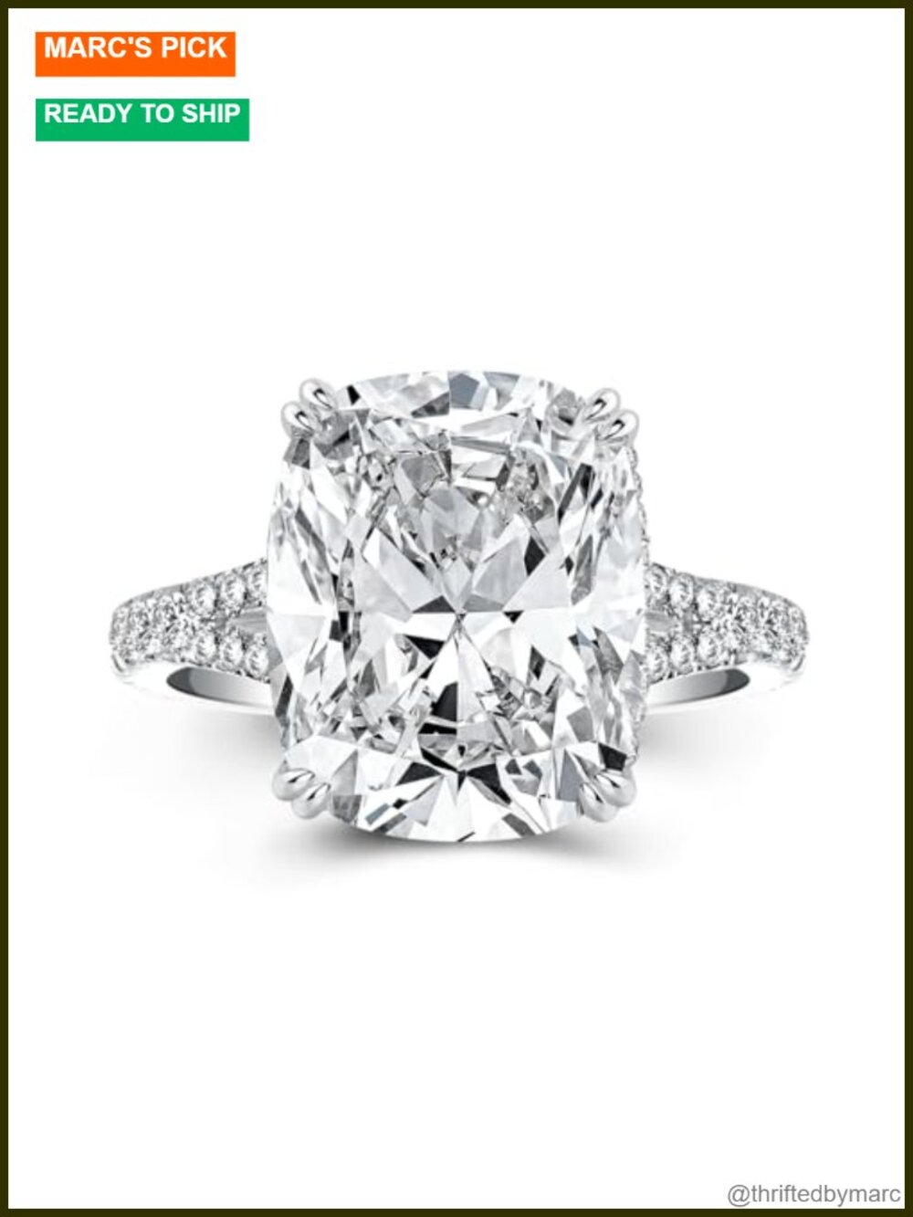 4.5CT Cushion Cut Cubic Zirconia 925 Sterling Silver Promise Ring
